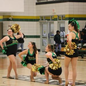 JWCC Blazerettes dancing at a basketball game